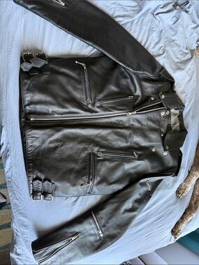 Men's Black Leather Gasolina Hollywood Jacket - Classic Biker Style